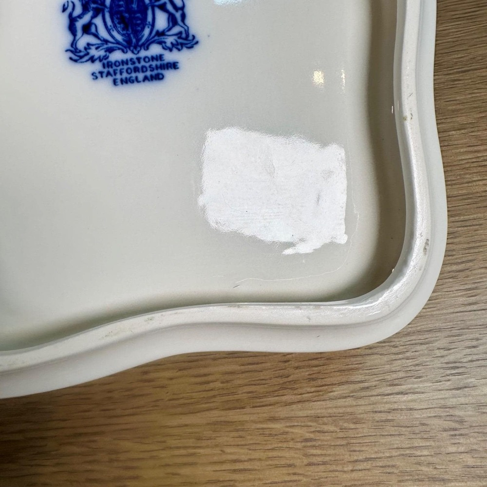 VTG Blakeney Ironstone Flow Blue Rose Cheese Keeper Dish Staffordshire England - Picture 14 of 15